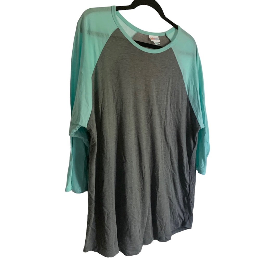xxSOLDxx         Lularoe Randy Gray w/ Teal Sleeves - Picture 3 of 7